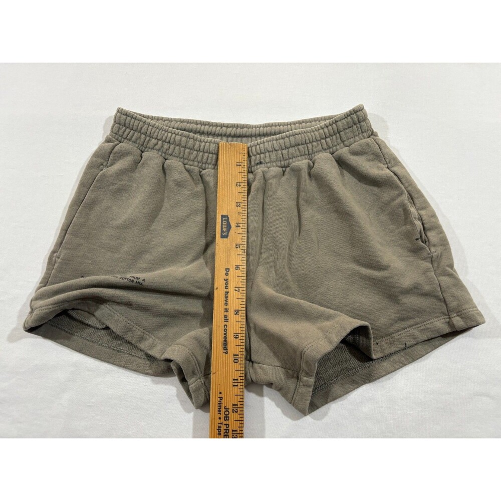 Pangaia Womens Sweat Shorts Beige Organic Recycled Cotton Mini Booty Gym Run S - Picture 4 of 9